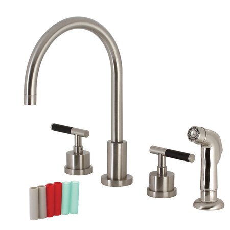 Kingston Brass KS8728CKL Widespread Kitchen Faucet with Plastic Sprayer, Brushed Nickel KS8728CKL